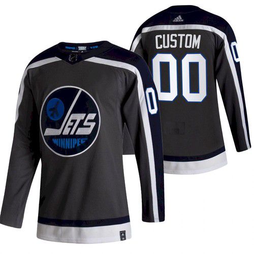 Men Winnipeg Jets 00 Custom Black NHL 2021 Reverse Retro jersey